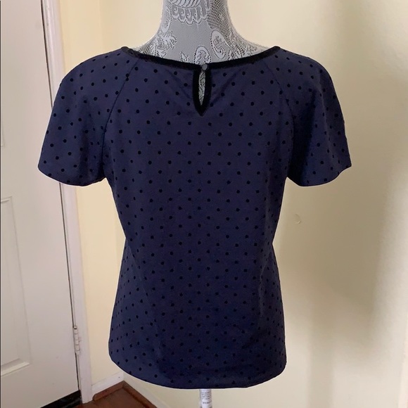 Loft Navy Blue Top with Polka Dots - Picture 2 of 8